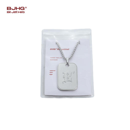 BJHG不计后果嘻哈复古军牌钛钢项链男潮痞帅街头百搭情侣饰品吊坠 商品图3