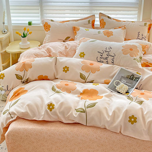 春夏季【A类小清新四件套】水洗棉床单被套枕套 学生宿舍三件套罩ins 开学季 商品图3