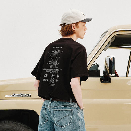 714street夏季新款十周年纪念重磅300g美式复古口袋情侣短袖T恤男 商品图0