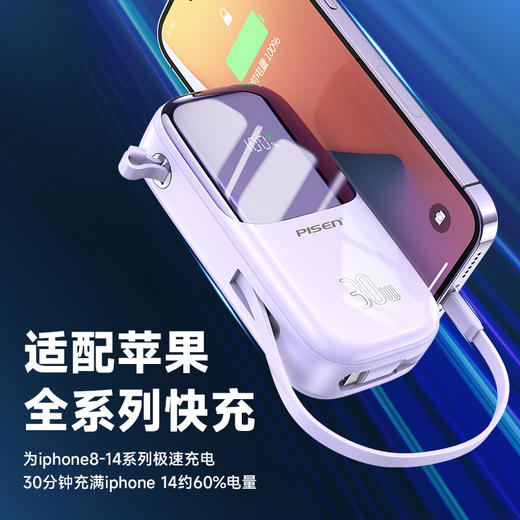 【3C下架】品胜 半屏数显移动电源P325-2 20000毫安(30W)快充 屏显充电宝 支持苹果/安卓设备 商品图2