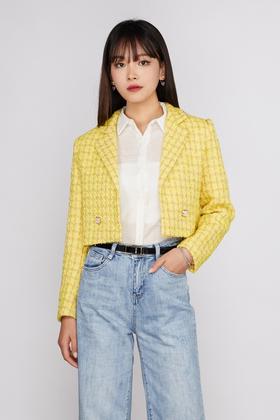 amadella 黄色格纹时尚短外套 11538