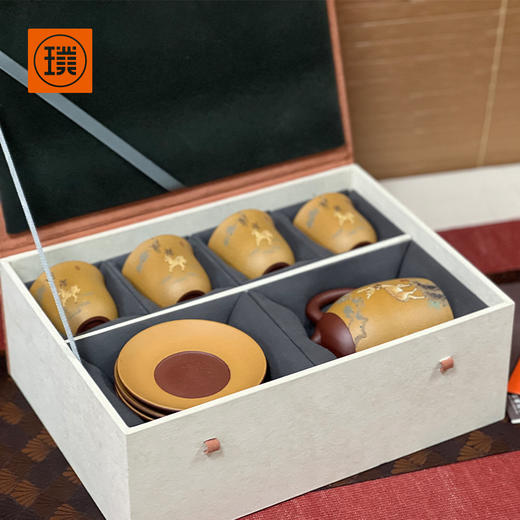 璞实大器一鹿连升原矿紫砂壶9件套装马晓君大师作品全手工制作 商品图1