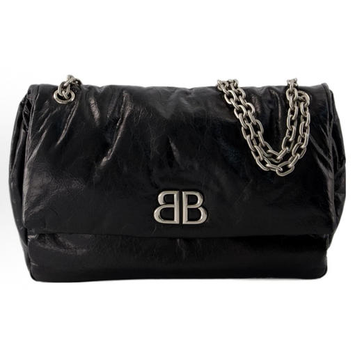 Balenciaga巴黎世家 磁扣翻盖开合 压痕小牛皮 单肩斜挎包 女款 黑色（CB） 商品图1