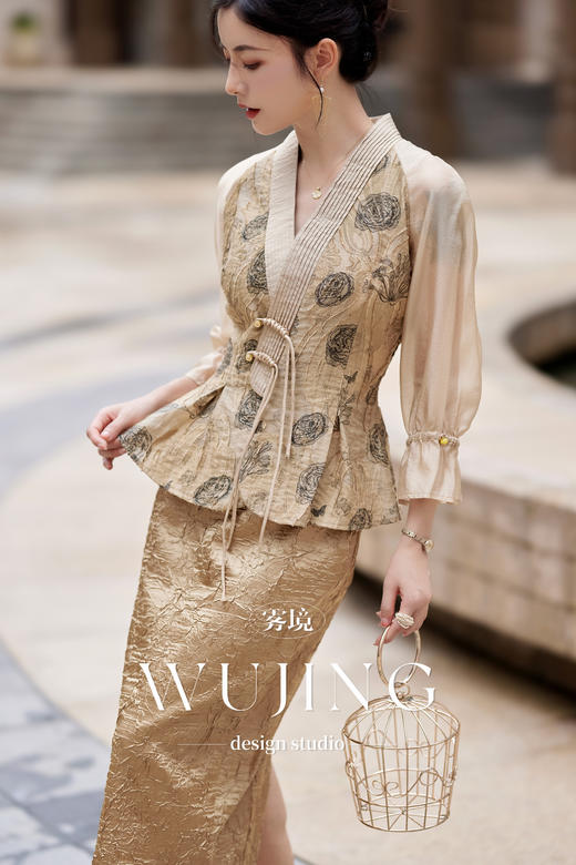 【雾境定制新款】 薄纱烧花丝绵上衣 3204124 商品图4