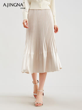 【春日风琴】阿菁娜压褶A字大摆松紧腰半身裙F30C213007