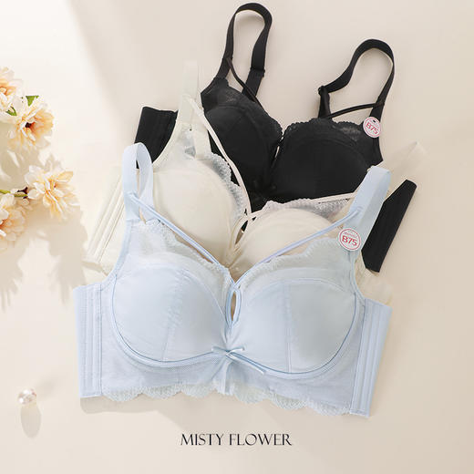 【拍2件199元】【薄杯】熳洁儿 小胸聚拢文胸法式性感交叉带缎面网纱商场同款25201537 商品图5
