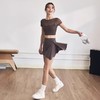 跃牌【禅语梵心】假两件网纱运动T恤女短袖带胸垫瑜珈服露脐上衣DX5206 商品缩略图4