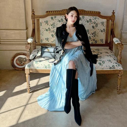 PIANAI冷小姐# 经典与创意的时尚融合 可拆卸缠绕式印花丝巾黑色羊毛小香外套 商品图5