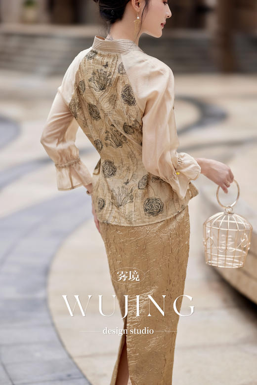 【雾境定制新款】 薄纱烧花丝绵上衣 3204124 商品图5