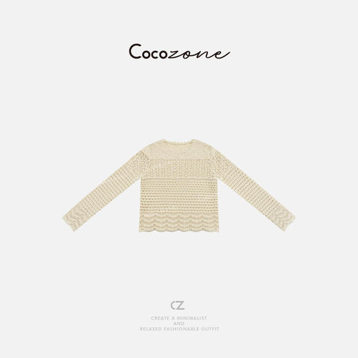 COCO ZONE 早春百搭显瘦镂空薄款长袖针织衫ACD1A0110 商品图0