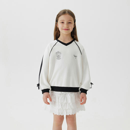 马克珍妮女童甜酷芭蕾风撞色卫衣2025年春装新款250156 商品图1