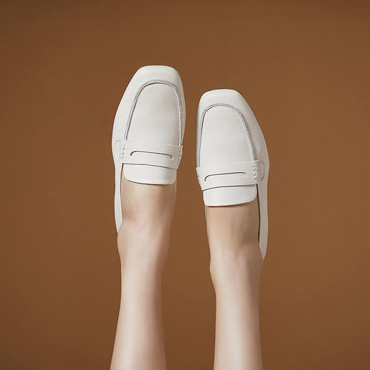 2025真皮女单鞋新款乐福鞋方头软底软皮黑色百搭通勤工作鞋女鞋！ 商品图3