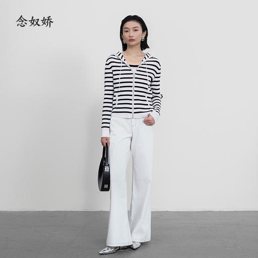 【商场同款】CNR5295 “通勤海魂衫” 蓝白条纹连帽开衫外套 商品图12