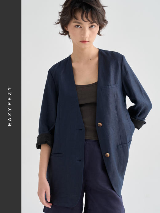 亚麻无领西装 商品图2
