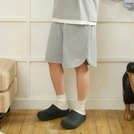 714street基础款华夫格休闲短裤男士2025夏季新款宽松灰色运动裤 商品图0