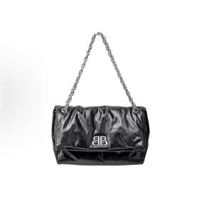 Balenciaga巴黎世家 磁扣翻盖开合 压痕小牛皮 单肩斜挎包 女款 黑色（CB）