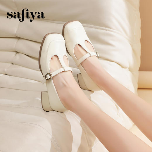 预售10天发|Safiya/索菲娅2025法式温柔风浅口方头百搭玛丽珍单鞋 SFD1111404 商品图3