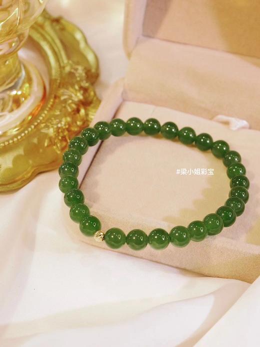 俄罗斯进口老矿碧玉18k金爆闪金珠手串（3-5天左右） 商品图3
