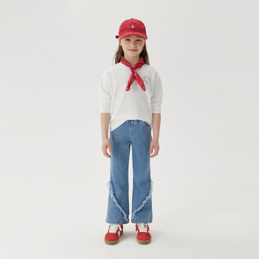 马克珍妮女童清新活力条纹T恤 儿童纯棉上衣2025年春装新款250162 商品图1