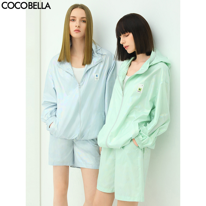 COCOBELLA幻彩连帽遮阳衫外套短裤两件套女轻薄休闲套装FS600