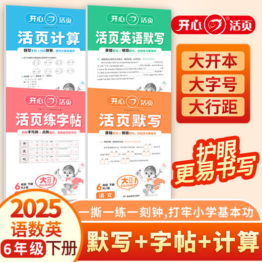 25春下册 活页语文默写+练字帖+人教数学计算+英语默写【1-6年级】套装 商品图4