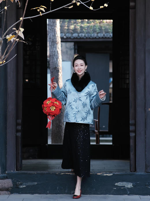 盛唐牡丹| 竹叶纹漳缎对襟外套 商品图4