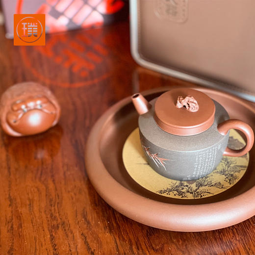 璞实大器石来运转单壶加茶宠马晓君大师作品全手工制作原矿紫砂壶 商品图0