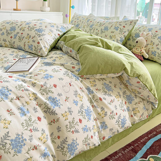 【商场千元 全棉印花四件套】A类母婴 纯棉小清新纯棉被套 双人宿舍学生三件套 商品图4