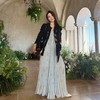 PIANAI冷小姐# 经典与创意的时尚融合 可拆卸缠绕式印花丝巾黑色羊毛小香外套 商品缩略图3
