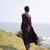 绽放旅行女装059朵/干洗亚麻v领绛紫开门襟两穿长袖显瘦连衣裙 商品缩略图3