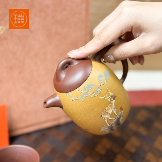 璞实大器一鹿连升单壶加茶宠马晓君大师作品全手工制作原矿紫砂壶 商品图2