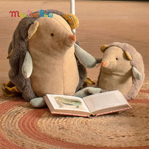 Moulin Roty 刺猬音乐玩偶 多功能/启蒙玩偶 适用年龄0岁以上 拉绳发条音乐 三只邦尼兔系列 法国品牌-678042 商品图1