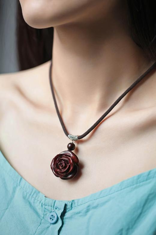 玫瑰花°紫檀吊坠挂件 商品图2