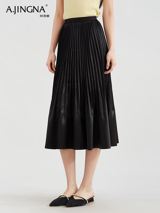 【春日风琴】阿菁娜压褶A字大摆松紧腰半身裙F30C213007 商品图1