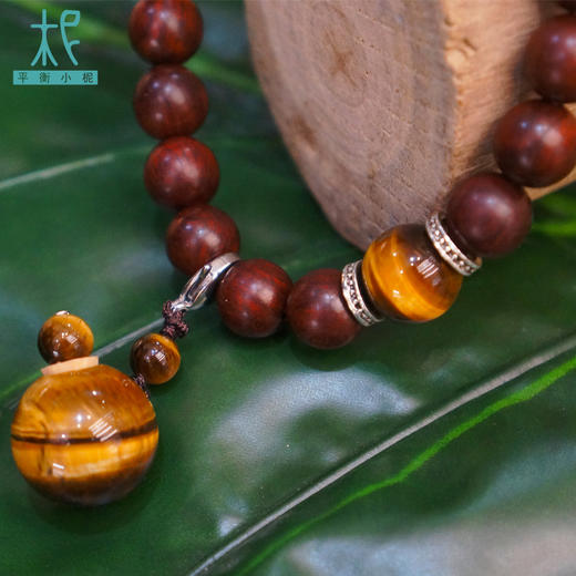 平衡小柅 印度小叶紫檀虎眼石单圈扩香手串 /手链 男士 商品图2