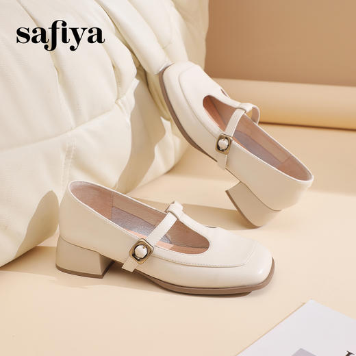 预售10天发|Safiya/索菲娅2025法式温柔风浅口方头百搭玛丽珍单鞋 SFD1111404 商品图7
