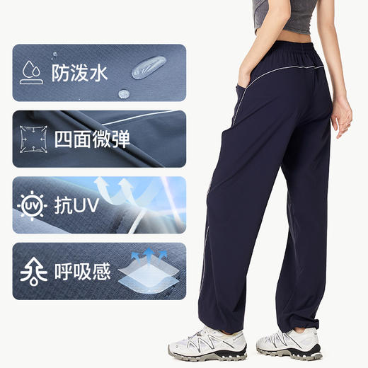 Leorrey/乐拉休闲复古简约宽松高腰防水防晒工装跑步运动裤 商品图3