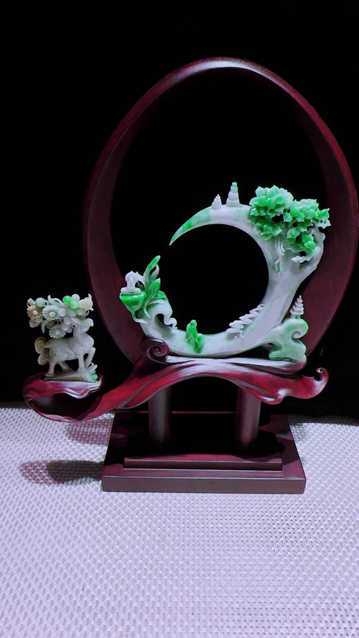 620849翡翠摆件【一路发财 鹿鸣蝉音】 商品图5