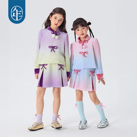 年衣女童短裙2025春季新款半身裙A字裙公主裙莫奈日落半裙