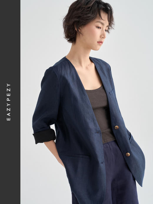 亚麻无领西装 商品图3
