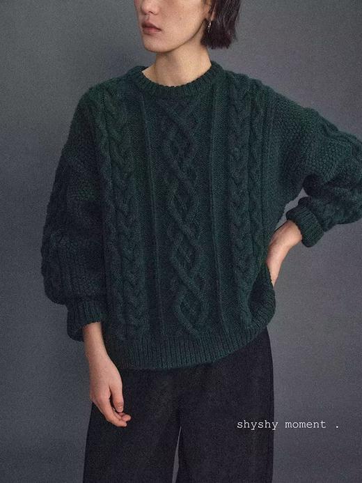 shyshystill/shy202411015/三色重磅美丽奴羊毛粗棒麻花圆领毛衣 商品图2