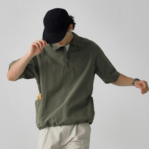 714street日系工装短袖衬衫男25夏季新款美式翻领T恤设计感polo衫 商品图0