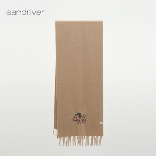 西藏“吉祥狮”羊绒水波纹刺绣围巾SJF96P791N 商品图3