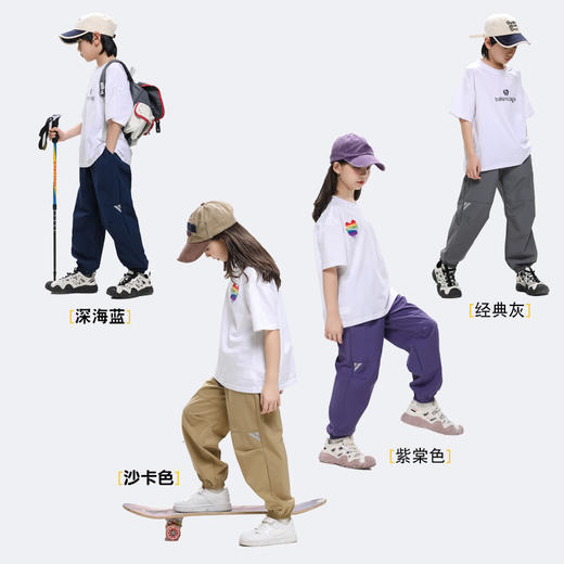 【A类品质，吸湿速干】【越跑越清爽】春季新款儿童速干长裤百搭三角形小标男女童潮款束脚空气裤运动裤100% 商品图1