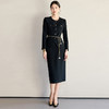 IWY/气质黑色西装套裙女2025新款优雅圆领时尚套装通勤职业装WCS055 商品缩略图0