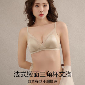 TG-TG02S251春夏真丝缎面女士内衣 桑蚕丝超薄无钢圈法式三角杯文胸