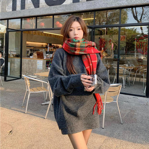 【岚束LANSHU 圆领针织套装】格蕾系女孩慵懒风感 懒人救星一套搞定 立体剪裁宽松版型 显高又显瘦 商品图9