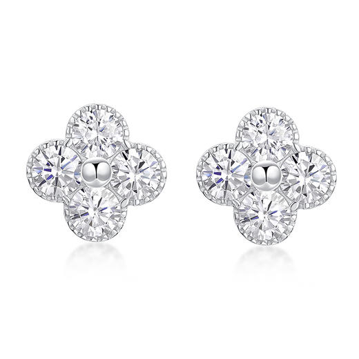 卡蒂罗/KADER 四叶幸运系列 四叶草寄语耳钉 精致轻奢高级感时尚小众设计简约日常通勤百搭 纯银耳钉一对 商品图1