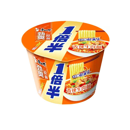 康师傅劲爽1倍半香辣牛肉面133g*12桶 商品图1