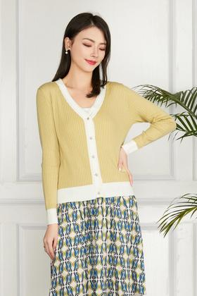 Le Malene 精致纽扣装饰V领开衫外套 11532